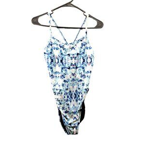 Jolyn Gavin One Piece Swimsuit Womens Size 34 Tie Back Blue Tie Dye